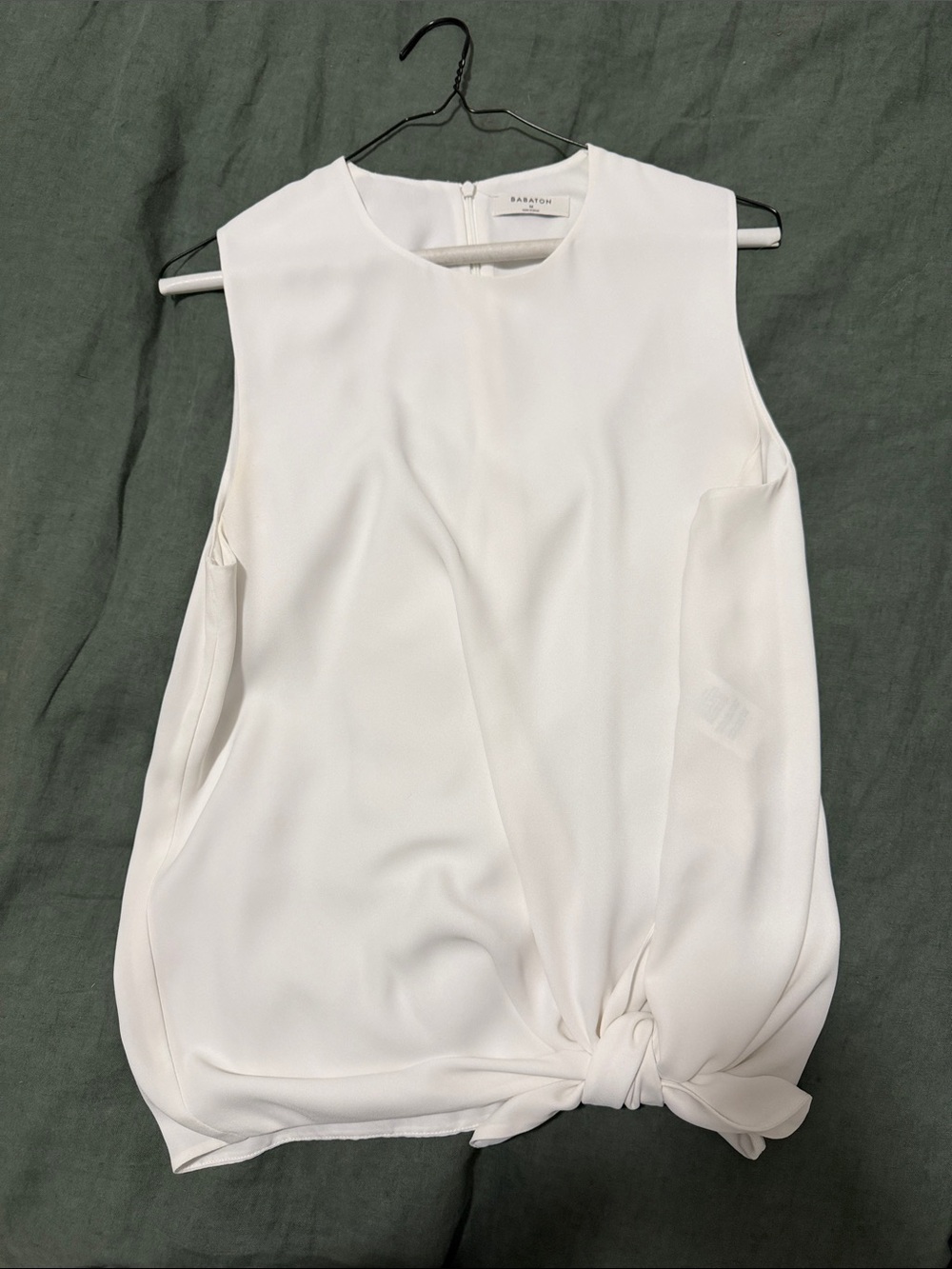 Babaton M white tie front blouse
